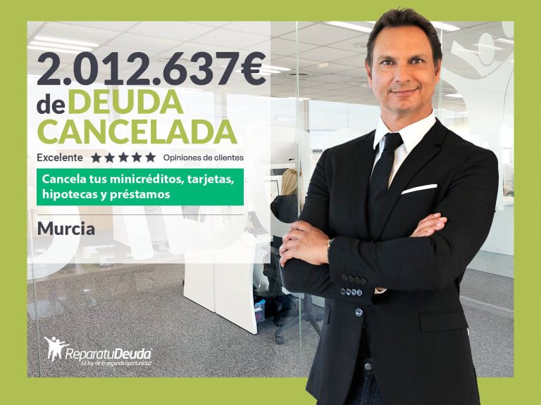 Repara tu Deuda Abogados cancela 2.012.637 € en Murcia con la Ley de Segunda Oportunidad